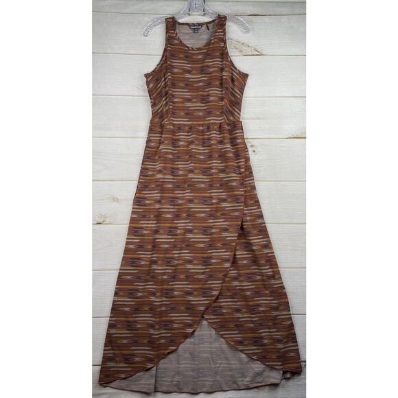 Toad&Co Dresses & Skirts - Toad&Co Crusher Maxi Dress Sz M Brown Aztec Southwestern Key Hole Back Stretch